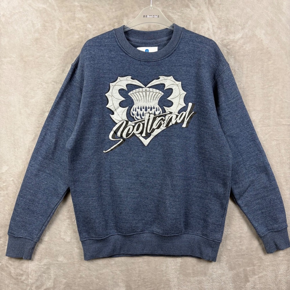 Cotly Scotland Thistle Heart Graphic Sweatshirt Mens Medium Blue Heather Celtic